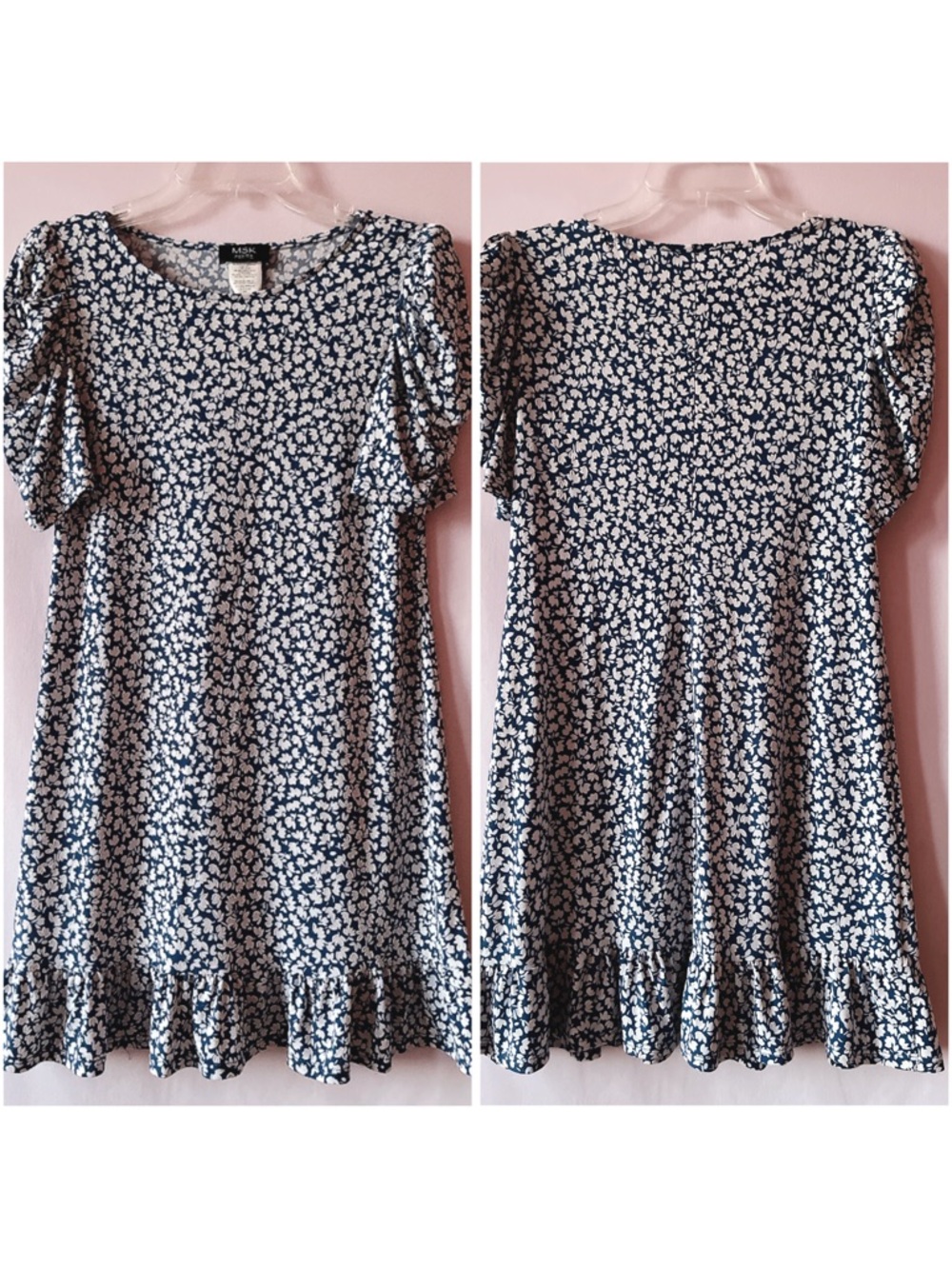 MSK Petite Blue Floral Puff Sleeve Mini Dress 🤍🌿 - Picture 2 of 8